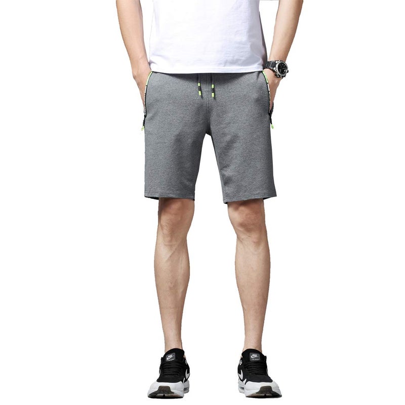 Tansozer Men's Casual Shorts Elastic Waist Comfy Workout Shorts Drawstring Summer Jogger Shorts with Zipper Pockets (Dark Gray, Large) - Image 2